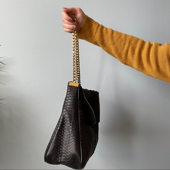SOLD Céline Black Python Leather Gourmette Bag - Picture 7 of 16